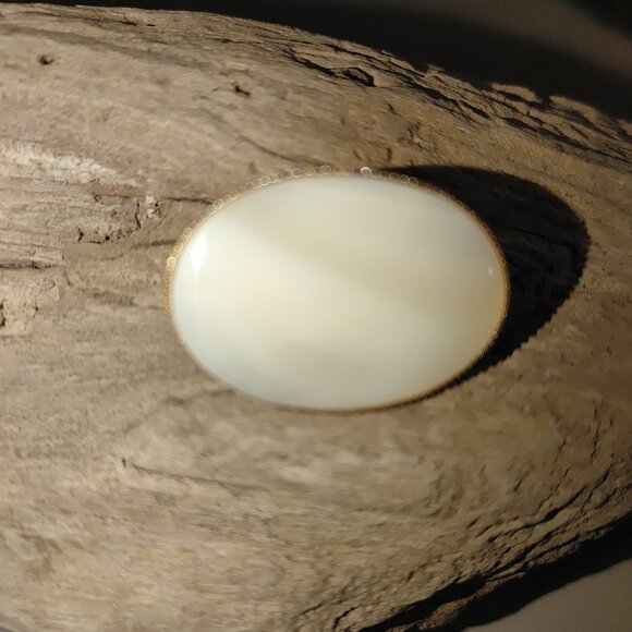 Oval Mother Pearl Scarf Clip Pony Tail  Hair Cover Vintage Secure Hinge Closure - Picture 2 of 16